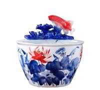 Fish Bowl Ceramic Goldfish Tank Office Living Room Balcony Floor-standing Household Circulating Water Ornaments Courtyard Large Fish Tank Modern Fish Tank,XL