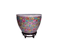 Fish Bowl Ceramic Hand-painted Pastel Fish Tank Household Fish Tank Living Room Outdoor Courtyard Decoration Ornaments Aquarium, One Color-L