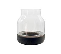Fish Bowl Creative Round Glass Small Fish Tank Japanese Ecological Bottle Desktop Micro-landscape Glass Bottle with Wooden Base Fish Tanks(Bruin)