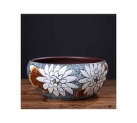 Fish Bowl Desktop Fish Tank Ceramic Fish Tank Lotus Basin Household Water Basin Suitable for Living Room, Bedroom and Office, Etc. Aquarium, One Color-M