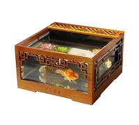 Fish Bowl Fish Tank Acrylic Transparent Aquarium Tank Chinese Vintage Fish Tank Removable Desktop Ecological Tank Indoor Desktop Ornaments Aquarium,