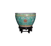 Fish Bowl Hand-painted pastel ceramic fish tank retro living room courtyard calligraphy and painting water tank ornaments Aquarium, One Color-L