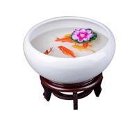 Fish Bowl Pure White Ceramic Fish Tank Living Room Desktop Fish Tank Water Lily Tank Bowl Lotus Basin Turtle Tank Narcissus Porcelain Basin Aquarium, One Color-S