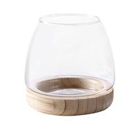 Fish Bowl Vase - Glass Hydroponic Vase | Desktop Glass Terrarium Hyacinth Bulb Vase | Clear Vase Fish Tank with Wooden Base | Fish Tank | Decorative Glass Bowl for Wedding Event Home Decor