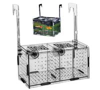 Fish Breeding Box, Transparent Insulation Breeder Box for Fish Tank, 8x4x4inch Detachable Acrylic Small Tank with Suction Cups for Shrimp, Clown and Guppy