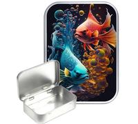 Fish Bubbles 30ml Small Silver Hinged Tin, Pill Box, Pocket Tin