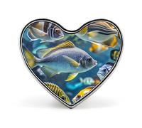 Fish Button Pin Heart Shape Alloy Lapel Pins Badges Novelty Funny Enamel Pins Personalized Pinback Button Badges Cute Heart Brooche for Jackets Bags