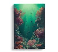 Fish By The Coral Canvas Print | Gallery Wrapped 30mm Frame Wall Art | 30x20 inches | Ready to Hang | Modern Animals Picture | Living Room Bedroom Lounge Office