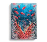 Fish By The Coral Reef Canvas Print | Gallery Wrapped 30mm Frame Wall Art | 30x20 inches | Ready to Hang | Modern Animals Picture | Living Room Bedroom Lounge Office