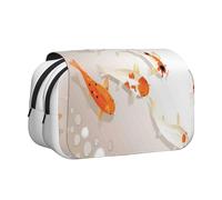 Fish Carps with Spots Double Layer Flip-Top Pencil Case,Large Capacity 50 Pens Organizer, Durable Polyester Stationery Holder for School, Art Travel (All-Over Print)