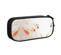 Fish Carps with Spots Large Capacity Double Layer Pencil Case,Customizable Full Print Polyester Fabric Organizer-School, Office, Travel Makeup Pouch