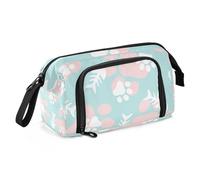 Fish Cartoon Footprints White Pink Pencil Case Organizer Large Capacity Cool Pencil Cases with Slot Brush And Pencil Case for Teacher Travel