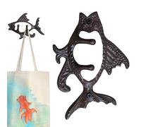 Fish Cast Iron Wall Hooks - Rustic Hooks Farmhouse Style TowelHooks,Decorative Fish Wall Mounted Towel Rack FishDesigned WallHanger Outdoor Metal