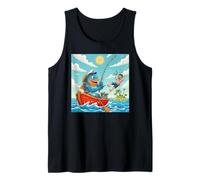 Fish Catching Human Funny Reversal Tank Top
