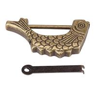 Fish Chinese Chest Lock 9×8×1 Antique Fish Shaped Bronze Metal Lock Ancient Chinese Padlock for Drawer Jewelry Box