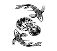 Fish Chinese Goldfish Asian Style Lotus Carp Fine Carving Stickers 34x45.3cm Can Modify and add Information Black