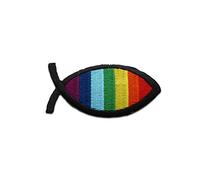Fish Christian Symbol - Iron on Patches Adhesive Emblem Stickers Appliques, Size: 2.83 x 1.61 inches