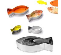Fish Cookie Cutters: 4 Piece Stainless Steel Biscuit Mould - Fish-Shaped Biscuit Cutters for Kids, Birthday Baking & Fun Snacks