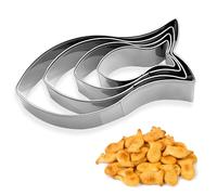Fish Cookie Cutters Set - 4 PCS Stainless Steel Biscuit Moulds for Baking, Playdough & Fun Shapes - Food Cutters for Kids, Easy to Clean, Reusable