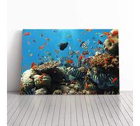 Fish Coral Reef Canvas Print | Gallery Wrapped 30mm Frame Wall Art | 30x20 inches | Ready to Hang | Modern Animals Picture | Living Room Bedroom Lounge Office