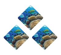 Fish Coral Reef Car Air Freshener, 3 Pcs Rhombus Hanging Air Freshener Cards, Long Lasting Fragrance Scented Cards for Car, Home, Office Black-style