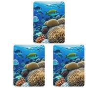 Fish Coral Reef Car Air Freshener, 3 Pcs Square Hanging Air Freshener Cards, Long Lasting Fragrance Scented Cards for Car, Home, Office Gray-style