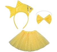 Fish Costume Fro Kids Cute Animal Costume Set with Fish Headband Bow Tie and Skirt for Halloween Cosplay Party Dress Up Kids Halloween Animal