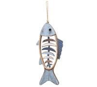 Fish Decor 18.5x8" Wood Wall Decor Vintage Art Wall Sculptures Hanging with Rope Blue Old Nautical Fish Decoration for Bathroom Living Room Lake House
