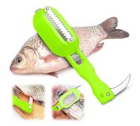 Fish Descaler Tool-2 in 1 Fish Scaler Remover with Knife Fish Scaler Fillet Knife Fish Cleaning Tool with Scaler Container (Green)