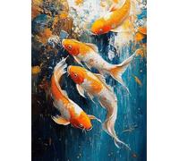 Fish Diamond Art Animal Diamond Painting Kits for Adults Beginner 5D DIY Full Square Drill Cross Stitch Kits for Adults Arts and Crafts for Bedroom Decor, Room Decor, Gifts 32x44inch -bby250713