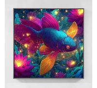 Fish Diamond Art Kits Adults, Diamond Painting Flower Crystal Art Kits for Adults Beginners DIY 5D Full Round Drill Gem Painitngs Cross Embroidery Kits Beginners Crafts, Gifts for Women 90x90cm uj6-3j