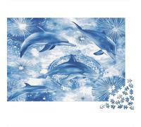 Fish Dolphin Coral Reef,Puzzles Geometric Shapes Gemusterte Nachhaltige Puzzles Für Erwachsene Hochwertige Holzspielpuzzles 1000pcs (75x50cm)