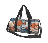Fish Doodle Pattern Travel Duffel Bag Sports Gym Bag, Lightweight Overnight Weekender Bag With Shoes Compartment Yoga Gym Sports Bag For Men Women