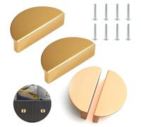 FISH DRAGATE 4 pcs Kitchen Cupboard Handles,Gold, Half Moon Drawer Dresser,with 8 Screws,Antique Brass Cupboard Handles,for Drawer,Wardrobe