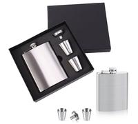 FISH DRAGATE Hip flasks for Men 8oz,Silver flasks with Funnel,Stainless Steel Alcohol Whiskey Flask,Whiskey Gift Sets for Men,for bar Party Outdoor Climbing
