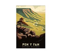 FISH DRAGATE Pen Y Fan Wales Travel Landscape Canvas Poster Wall Art Picture Print Modern for Living Room Bedroom Home Decor Frameless 12x18inch(30x45cm)