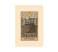 FISH DRAGATE Raccoons Tarot The Lovers Raccoon Canvas Poster Bedroom Decor Sports Landscape Office Room Decor Gift Unframe-style 12x18inch(30x45cm)