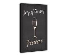 FISH DRAGATE Soup of The Day Prosecco Canvas Poster Wall Art Print for Living Room Bedroom Office Home Decor Frame 20x30inch(50x75cm)
