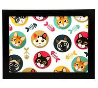 Fish Face Cats Cushioned Lap Tray Laptop Tray for Bed Laptrays for TV Dinners Lap Trays for Eating with Cushion Handmade Wood Frame