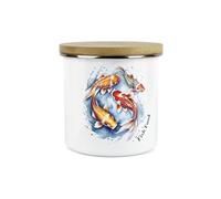 Fish Feed Storage Canister - Feed The Fish Metal Enamel Pet Food Large Storage Container