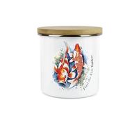 Fish Feed Tablets Storage Canister - Feed The Fish Metal Enamel Pet Food Large Storage Container