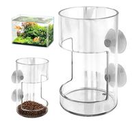 Fish Feeder for Aquarium, Acrylic Fishs Feeding Tube Ring with Suction Cup, No Mess Feeder Dish Accessories, Turtle Shrimp Fishs Tank Stand for Fish Tank,Preventing Food Scattering(Round)