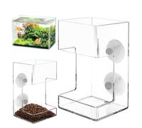 Fish Feeder for Aquarium, Acrylic Fishs Feeding Tube Ring with Suction Cup, No Mess Feeder Dish Accessories, Turtle Shrimp Fishs Tank Stand for Fish Tank,Preventing Food Scattering(Square)