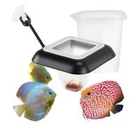 Fish Feeding Cup - Floating Feeder for Containing | Transparent Acrylic with Suction Cup & Cone Shaped Basket for Bloodworms, Tubifex, Larvae and Live Organisms Within Water Tanks