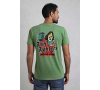Fish Fighters Back Print Artist T-Shirt Weird Fish Light Green S