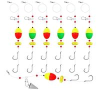 Fish Finder Rig with Float Surf Fishing Rigs 33LB Surf Fishing Tackle for Shark Bluefish Stripers 6PCS 6/0 8/0 (6/0 Double Hook-6pcs)