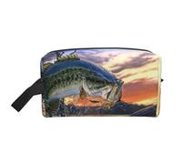 Fish Go FishingMakeup Trave Bag for Women,Cosmetic Large Capacity Organizer