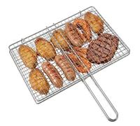 Fish Grill Basket Pro Grade Stainless Steel BBQ Grill Basket with Locking Handle ideal for Fish & Veggies 13.8x8.7 Inch Grilling Grate Accessories ideal for Outdoor Cooking