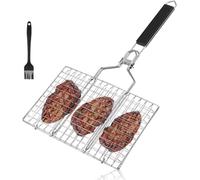 Fish Grilling Basket - Foldable Nonstick BBQ Grilling Basket Roast BBQ Barbecue Food Holder with Wood handle Grill Accessories for Outdoor Grill,Grilling Gifts for Men,Fish Grill Basket