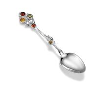fish Handcrafted Silver Spoon With Amber Stones For Baby Shower And Christening Gifts